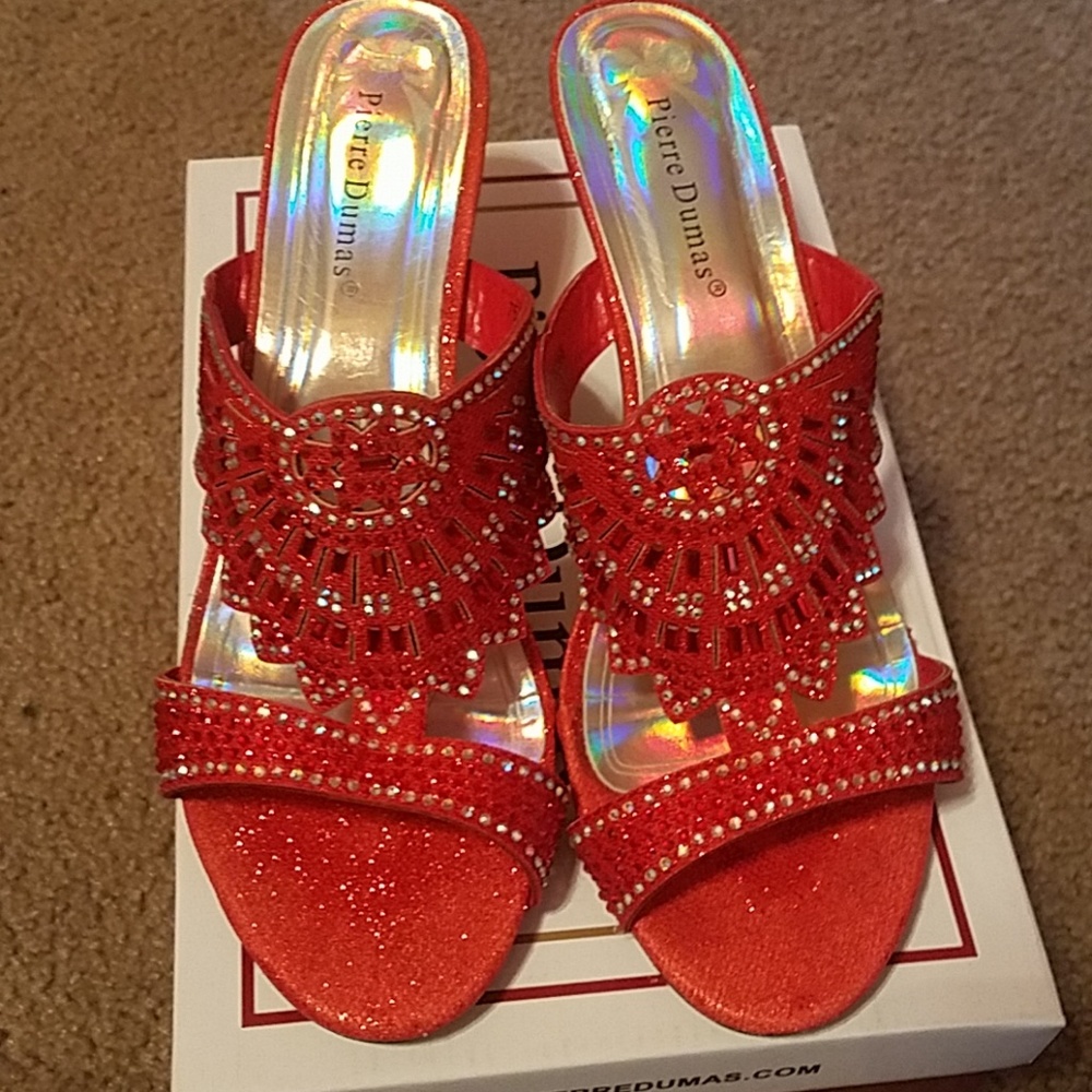 Red sparkle heels